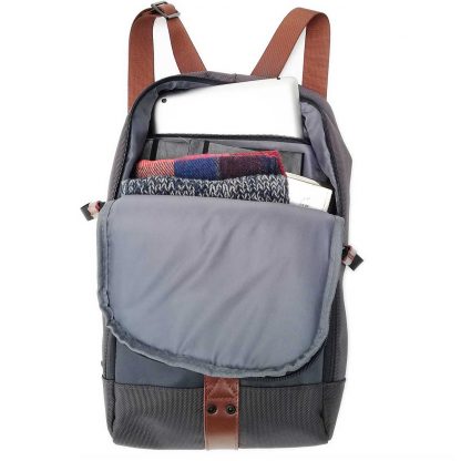 sling backpack grey real leather