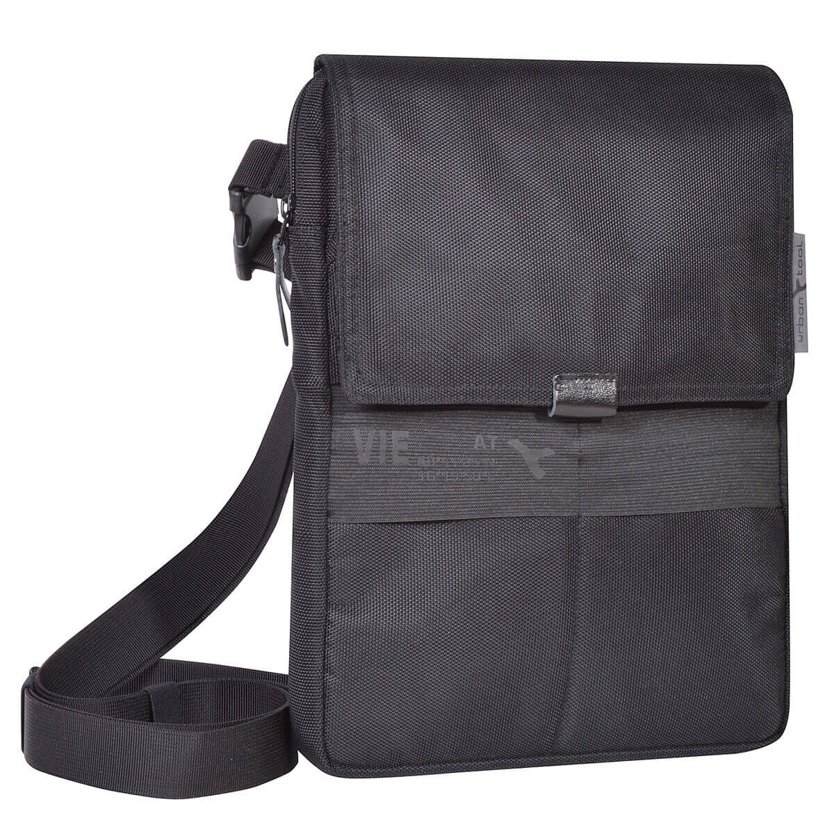 FANDARE Fashion Sling Bag 10.5 Inch iPad Man Student Outdoor Sport Shoulder Crossbody Bag Large Capacity Wear-Resistant Canvas Black 