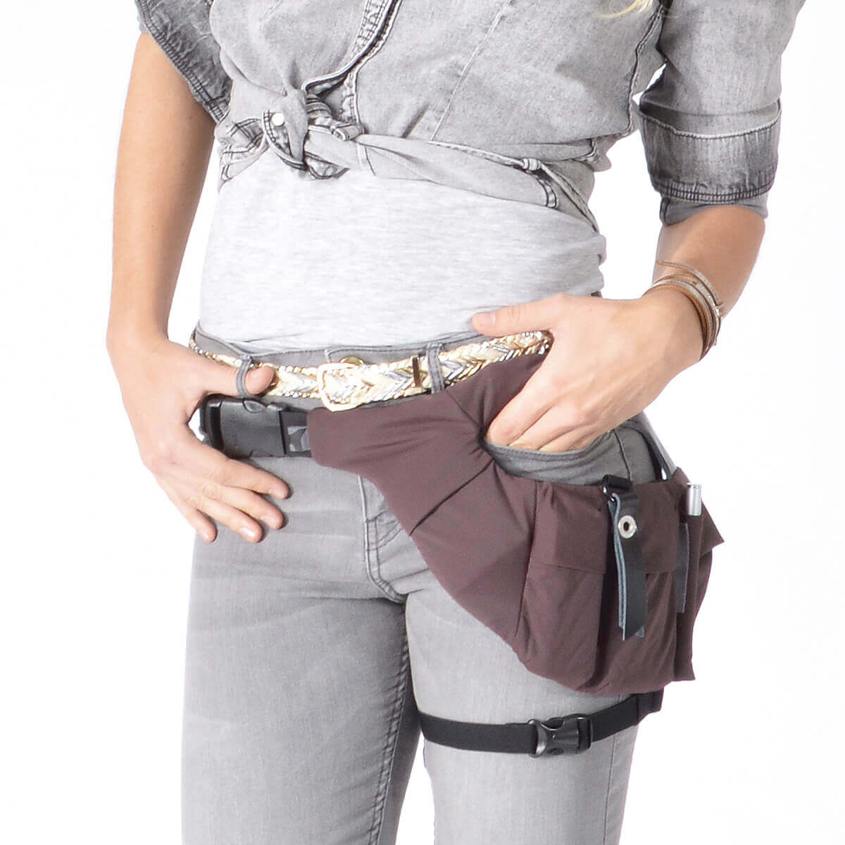Stylish fanny pack SALE product, with leg strap, fits iPhone and 5&quot; phones - hipHolster SALE