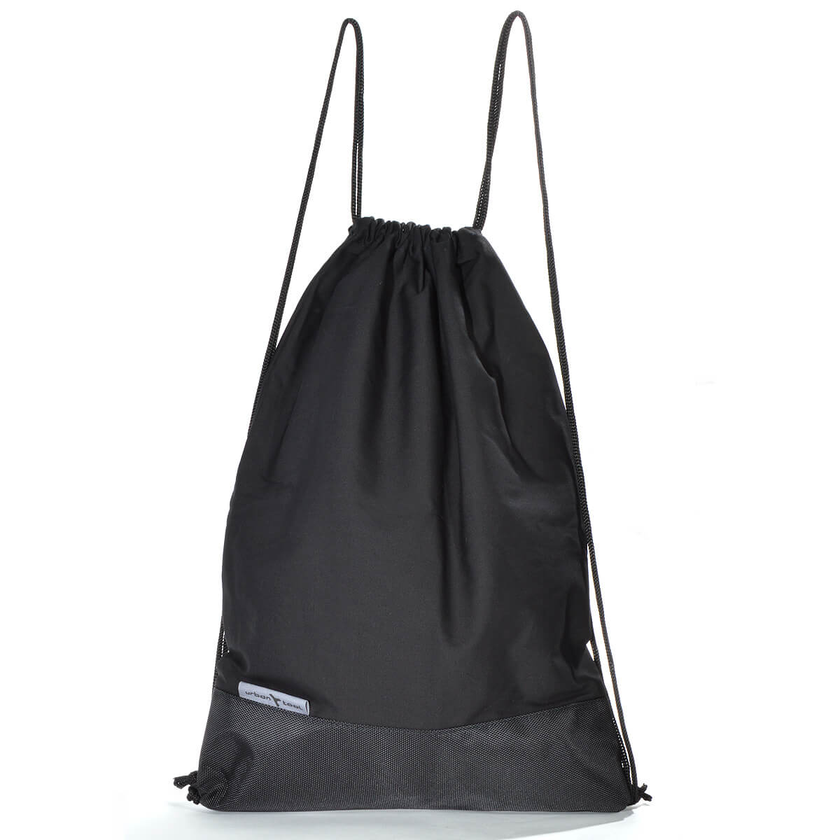 Drawstring hipster bag, organic cotton, with zipper pocket & yo-yo inside